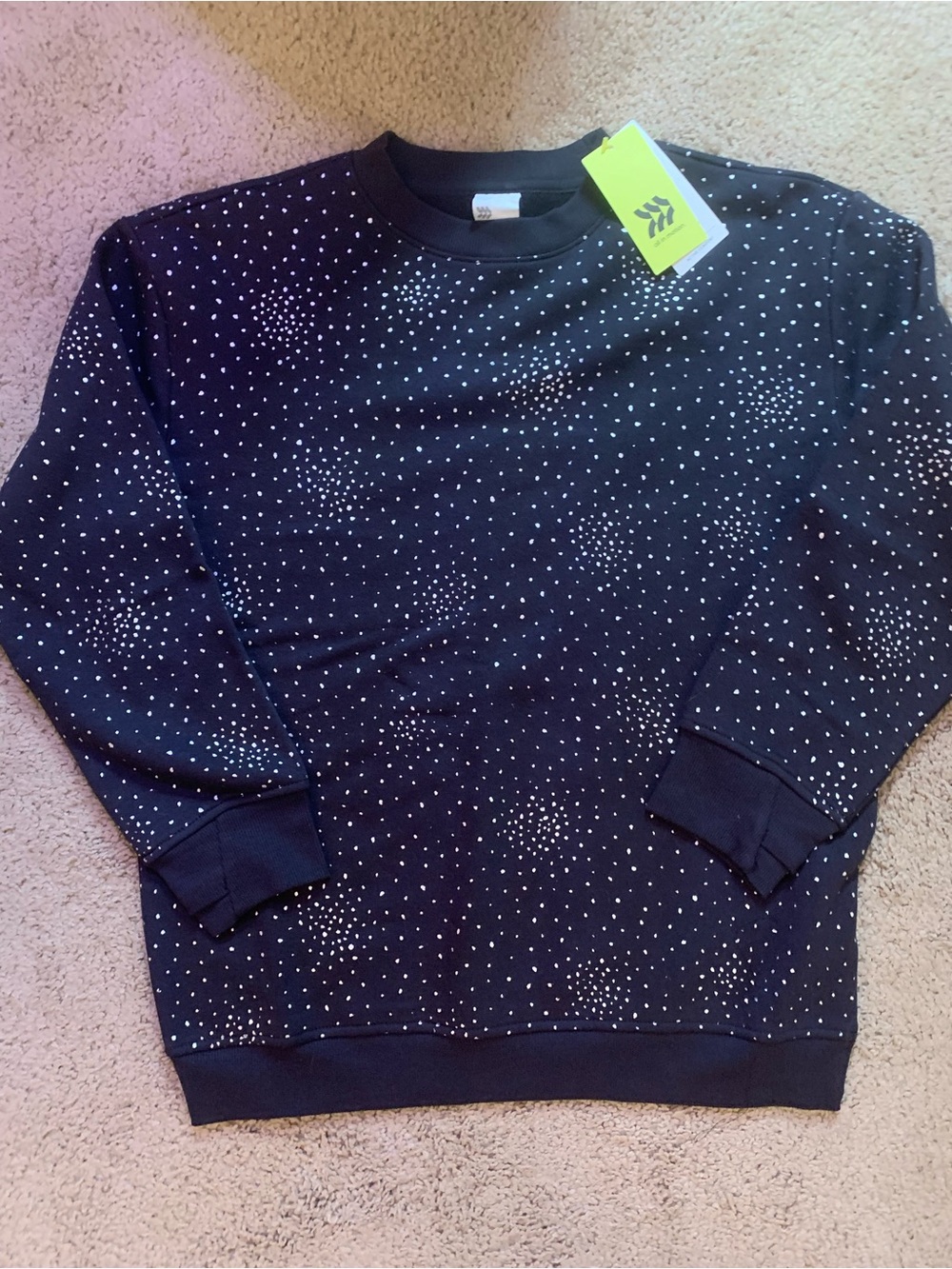 all in motion Black Crewneck with Small White Dot Print